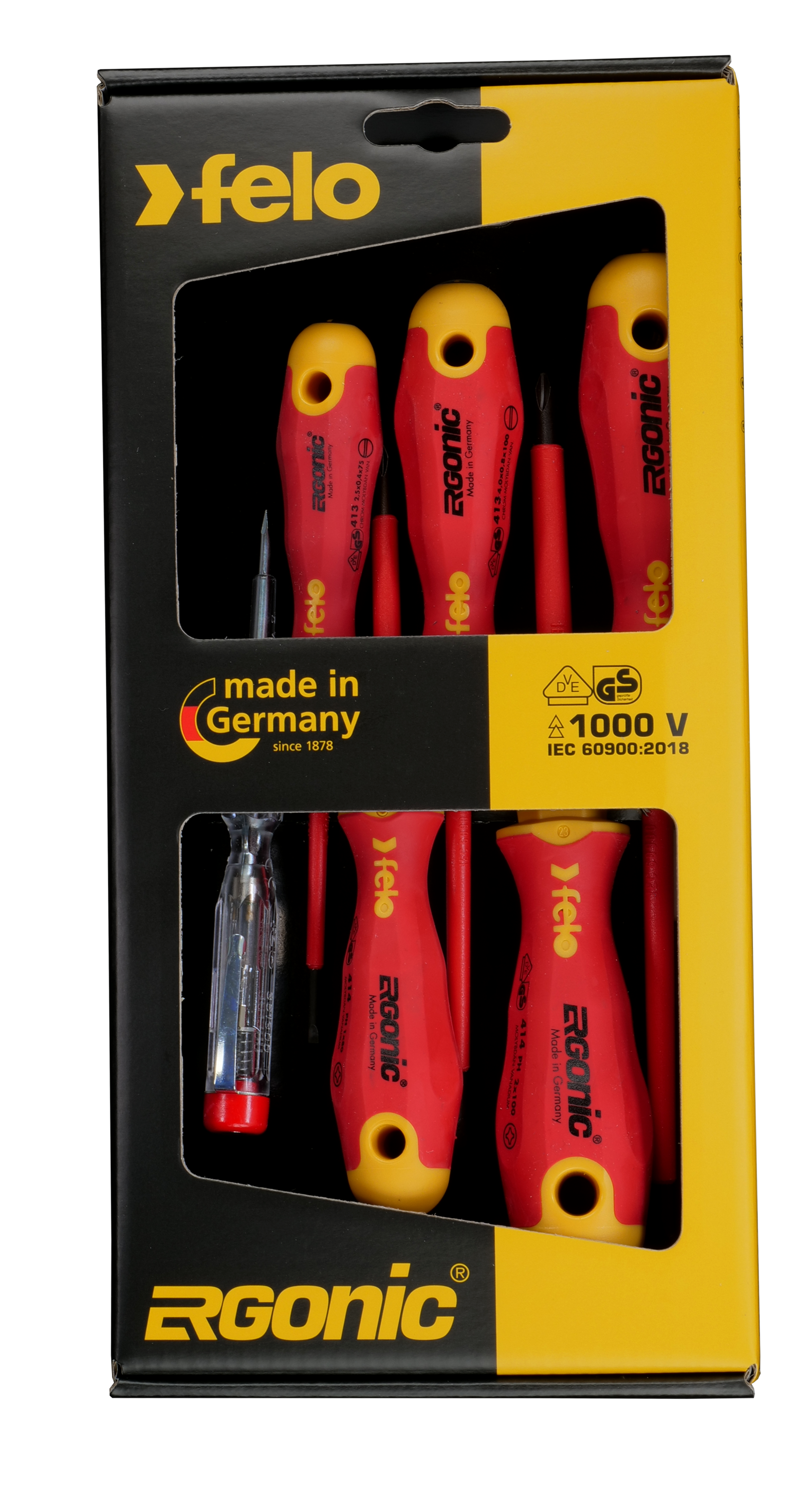 Jogo de Chaves Isoladas FELO ERGONIC VDE 6 peças com Chave de Teste - Made in Germany 2