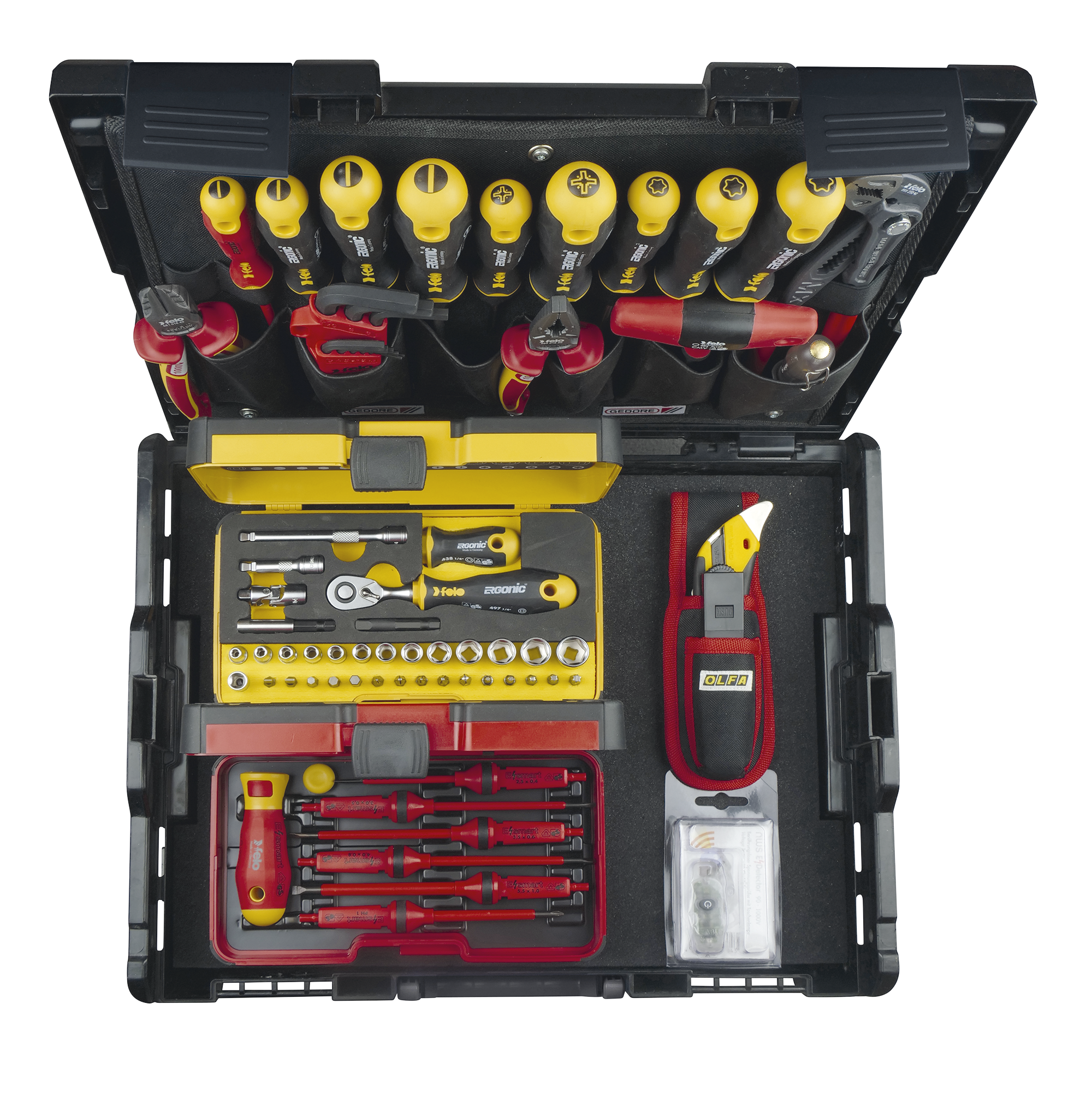 Maleta de Ferramentas FELO ERGONIC E-smart VDE R-GO 75 peças L-Boxx - Made in Germany